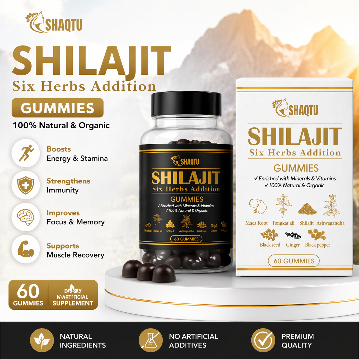 Shilajit + 6 Powerful Herbs for Stamina, Vitality & Daily Power