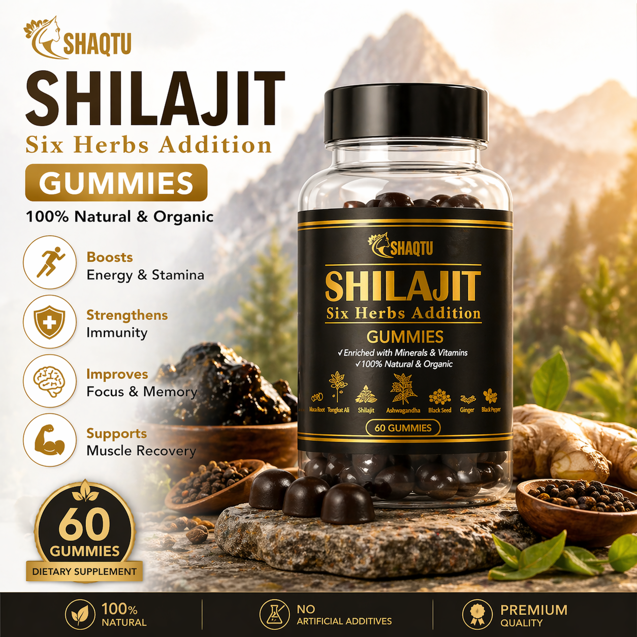 Shilajit + 6 Powerful Herbs for Stamina, Vitality & Daily Power